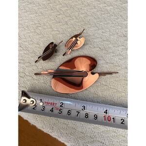 Vintage Renoir Copper Jewelry Set Painter’s Palette Brooch & Clip Earrings